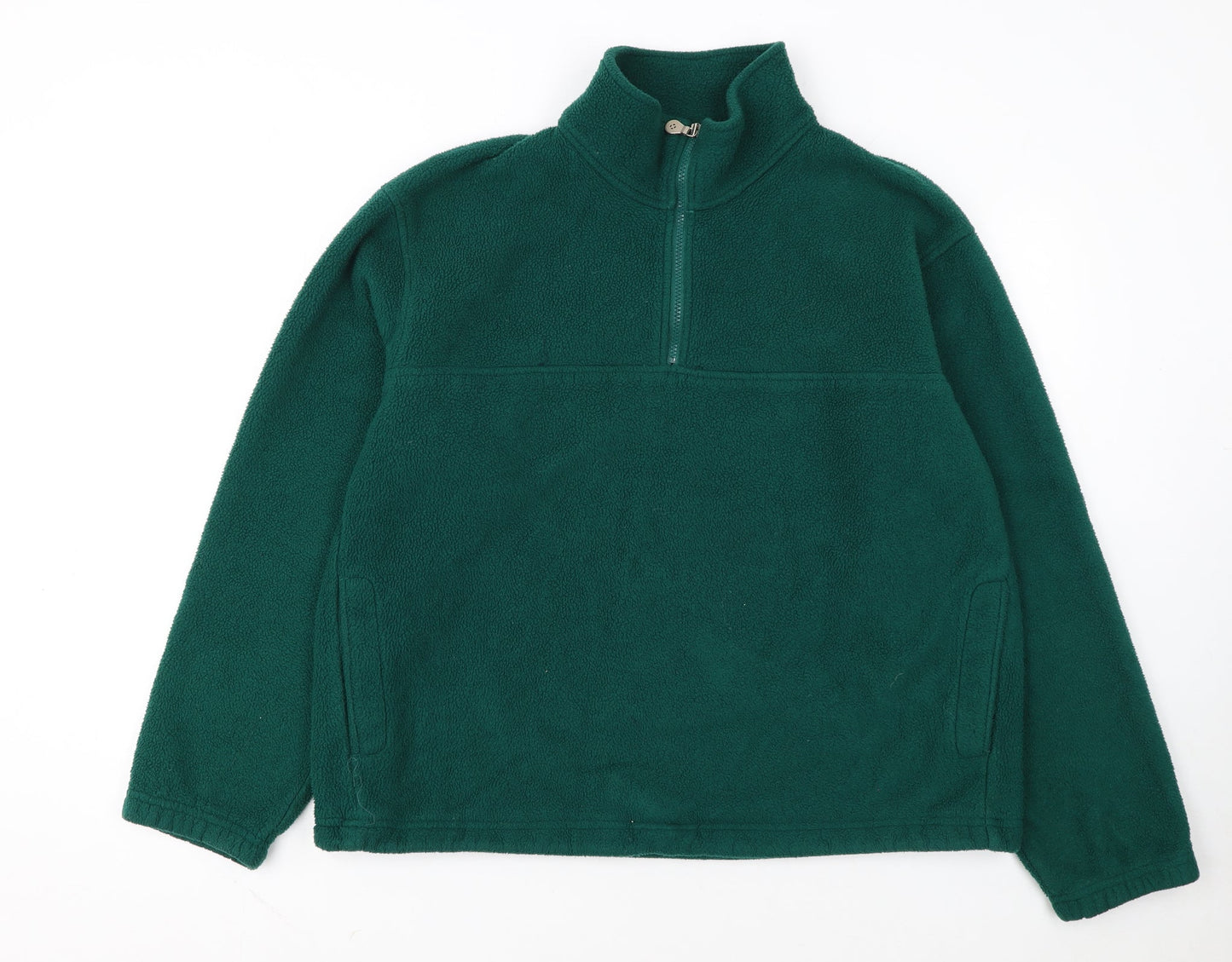 Lands' End Men's Green Fleece 1/2 Zip Pullover Sweatshirt L Regular
