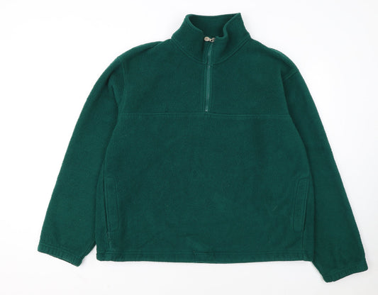 Lands' End Men's Green Fleece 1/2 Zip Pullover Sweatshirt L Regular