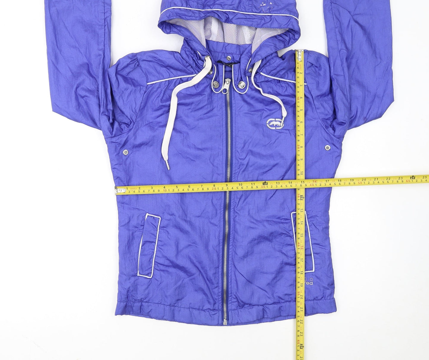Ecko Red Women's Blue Hooded Windbreaker Jacket Size S
