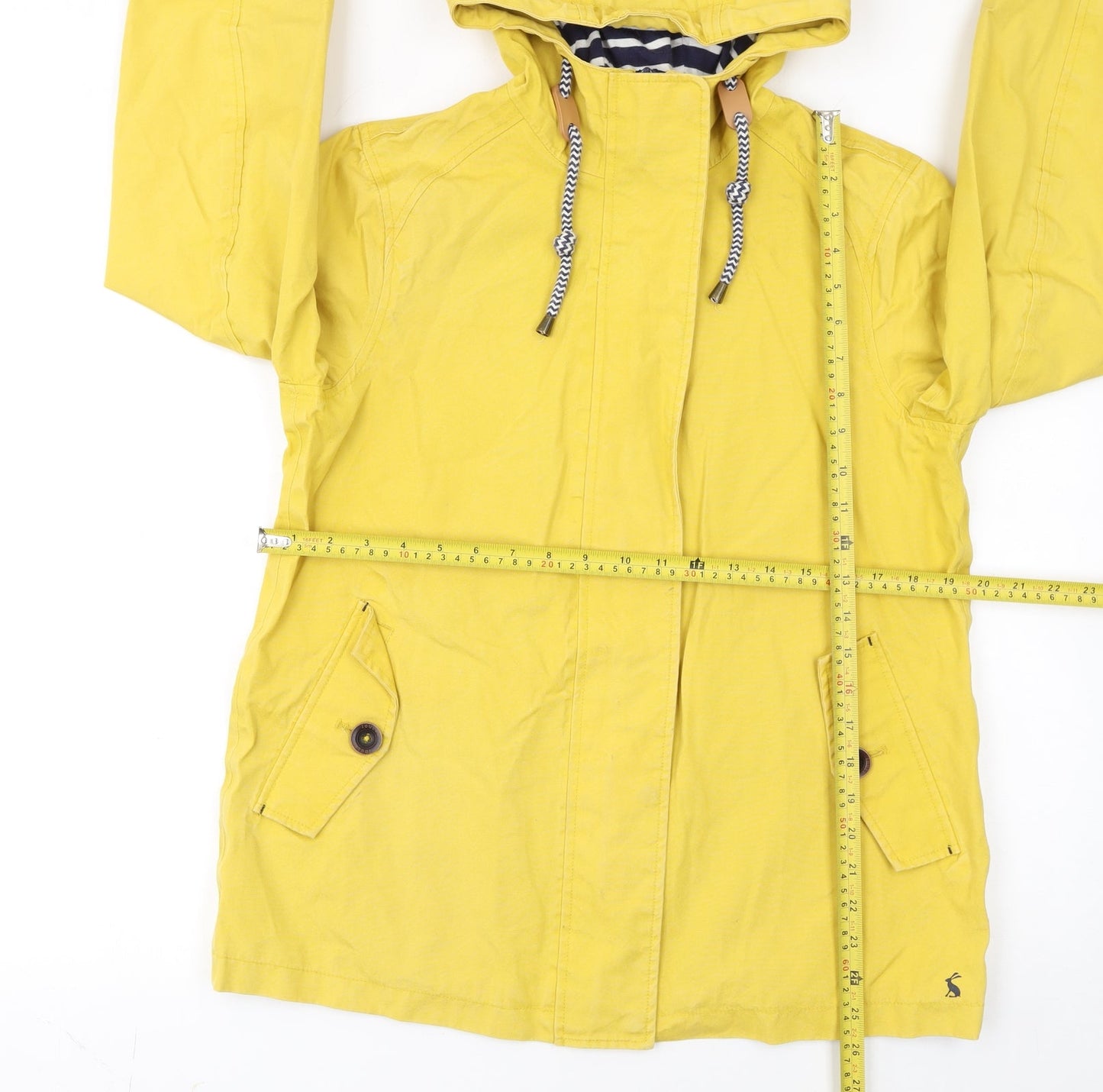 Joules Women's Yellow Waterproof Hooded Rain Jacket Size 12