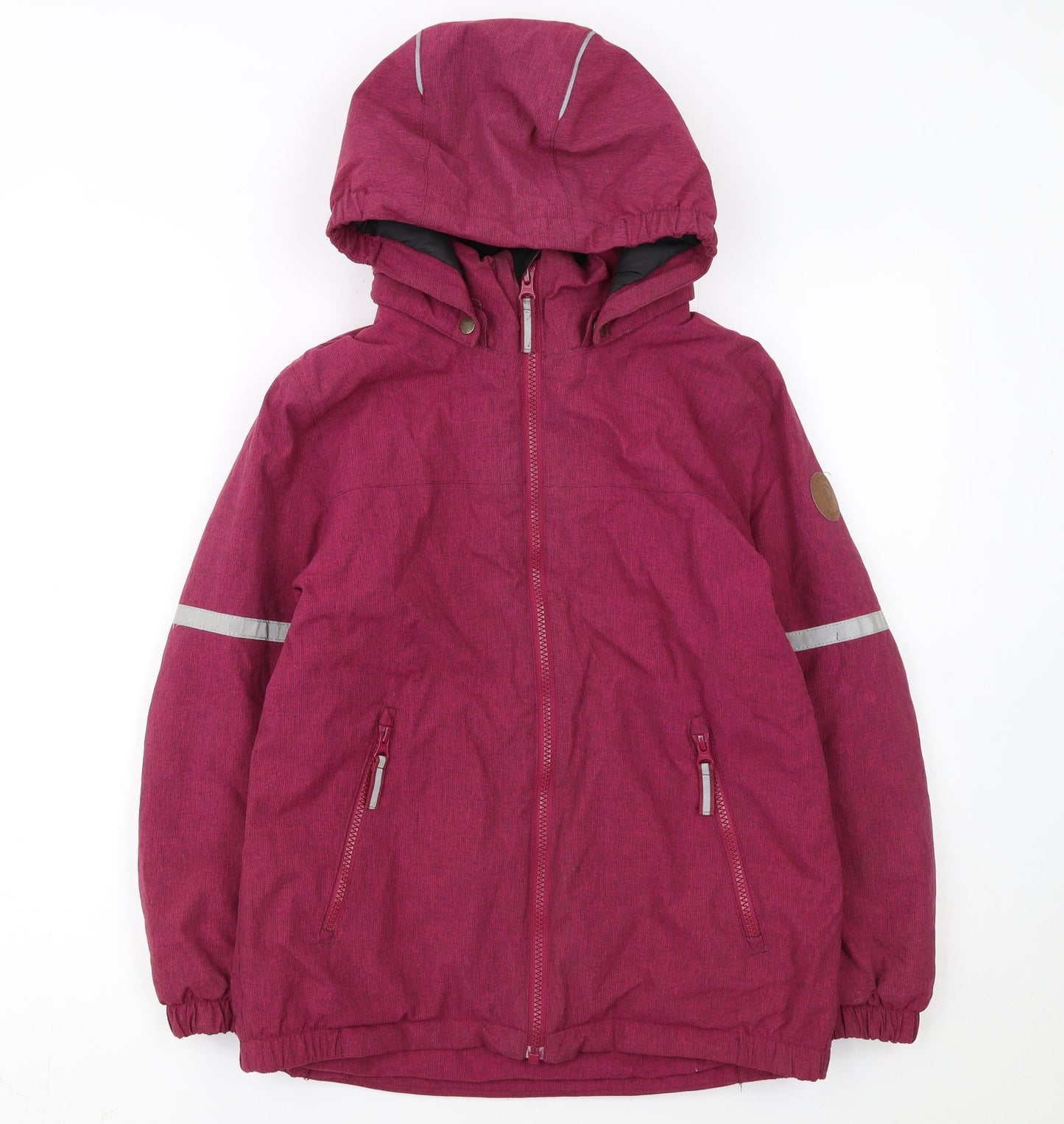 Polarn O. Pyret Girls Pink Hooded Parka Coat 9-10 Years Waterproof Reflective