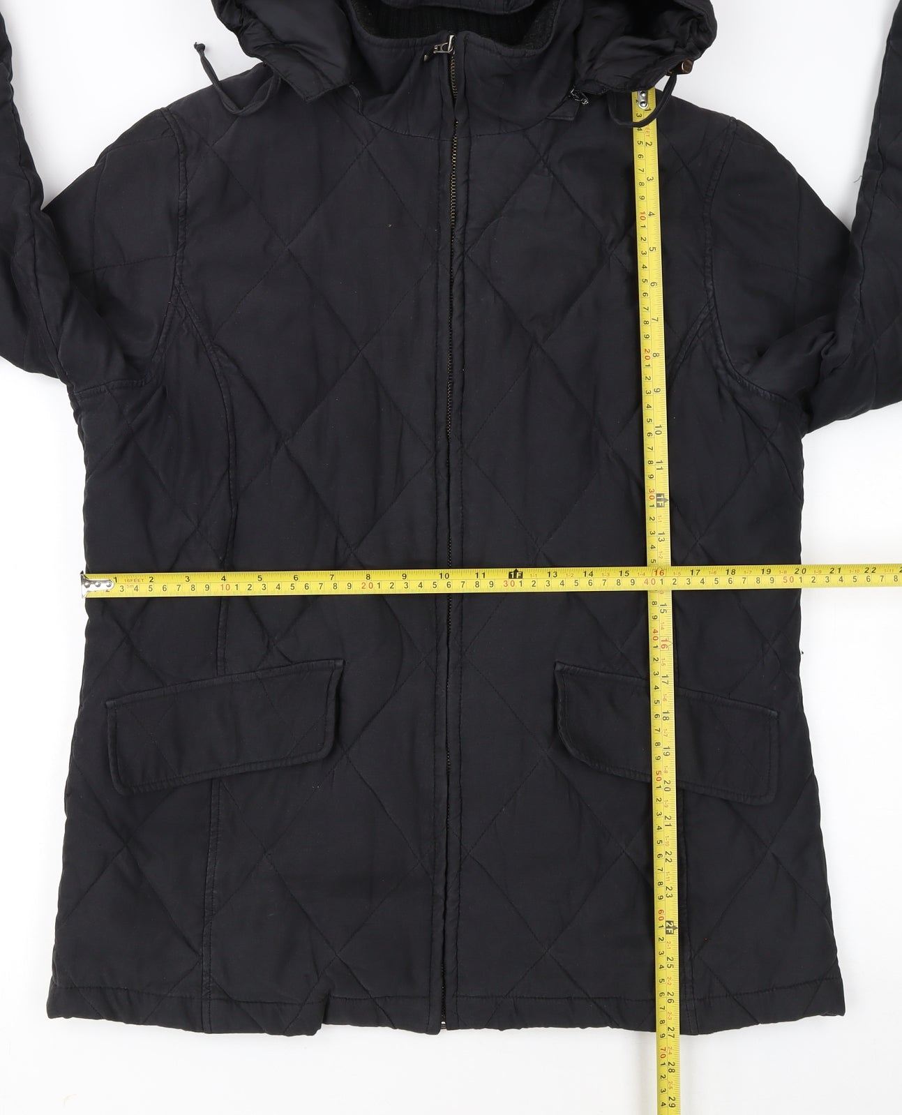 JFW Women Black Quilted Hooded Puffer Jacket Size 16