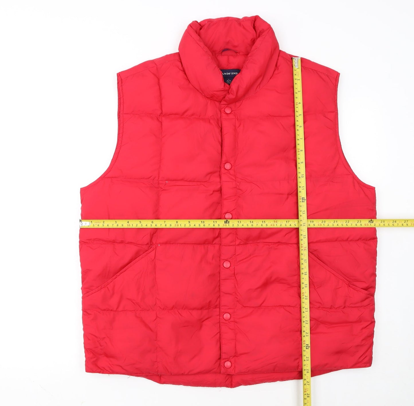 Lands' End Men's Red Puffer Waistcoat L 42in Quilted Down Vest