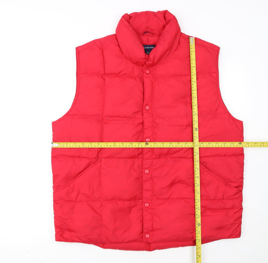 Lands' End Men's Red Puffer Waistcoat L 42in Quilted Down Vest