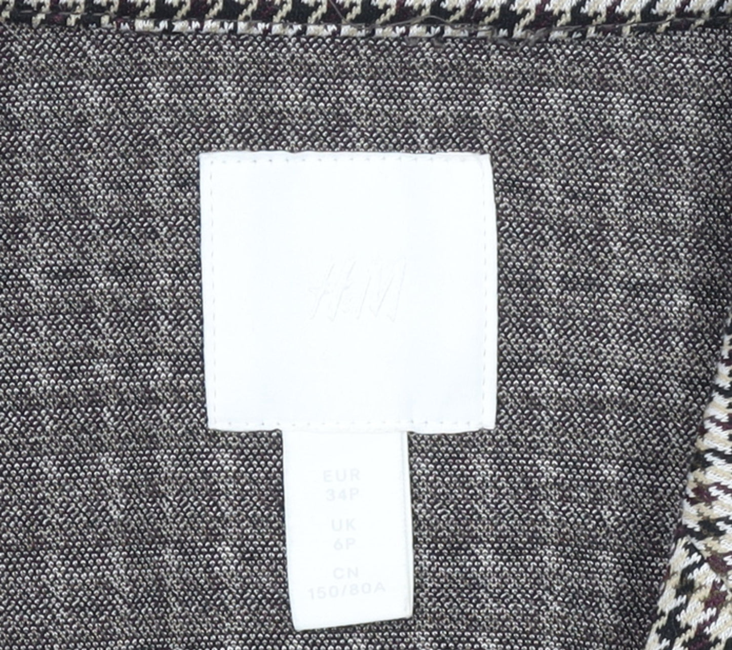 H&M Women’s Brown Houndstooth Petite Blazer Jacket UK 6P Classic Workwear