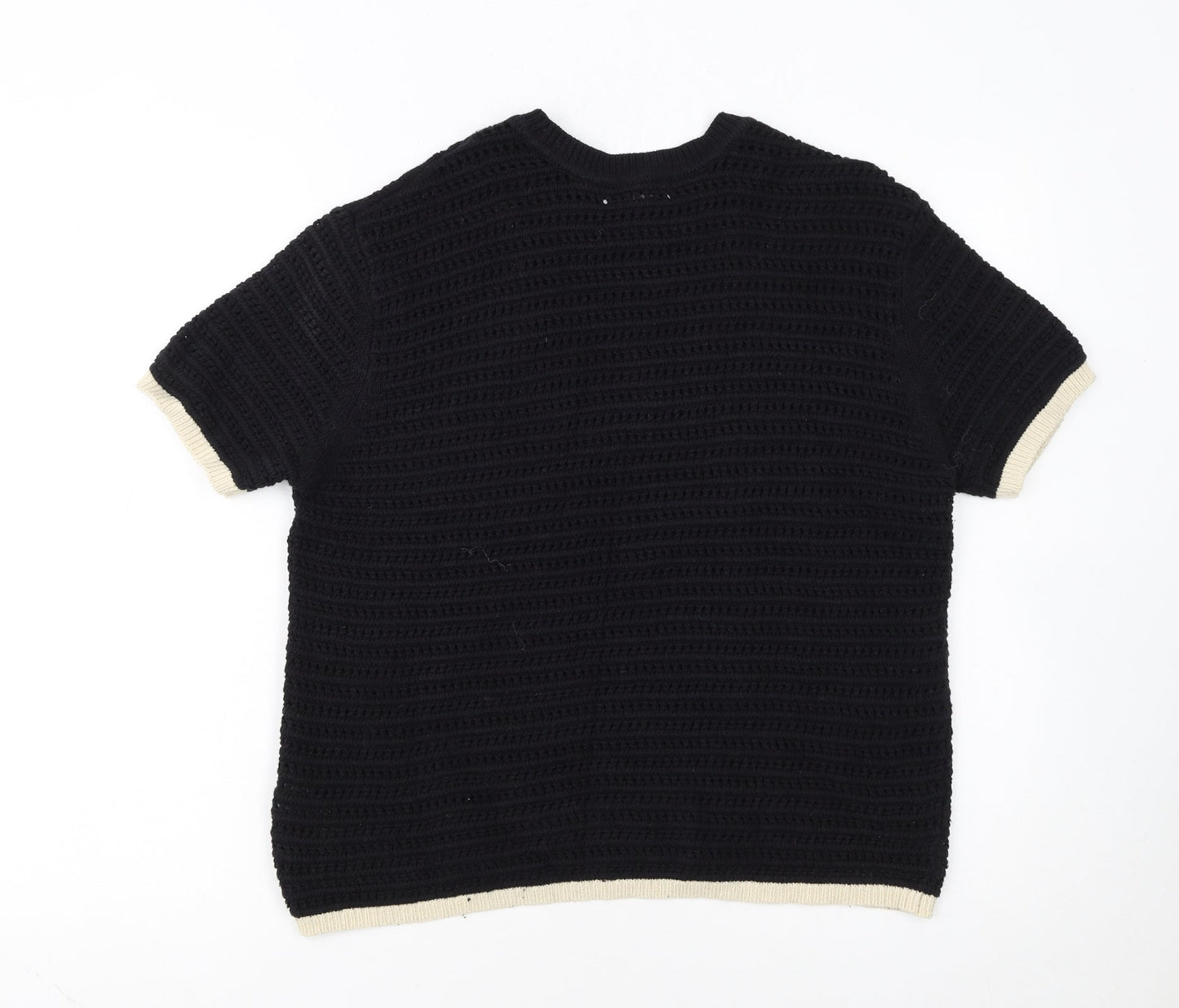 Marks and Spencer Womens Black Open Knit Short Sleeve Jumper M