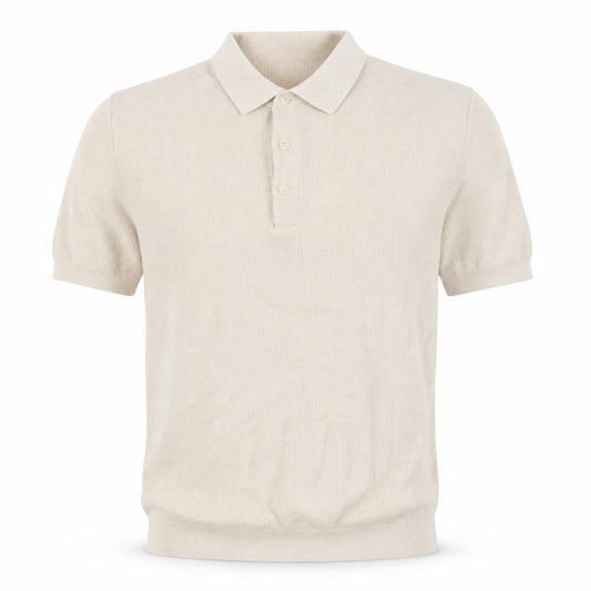 MNG Man Beige Cotton Knit Short Sleeve Polo Shirt XL