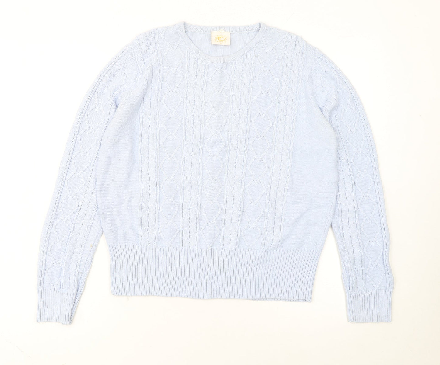 Country Casuals Women Blue Cotton Cable-Knit Jumper M