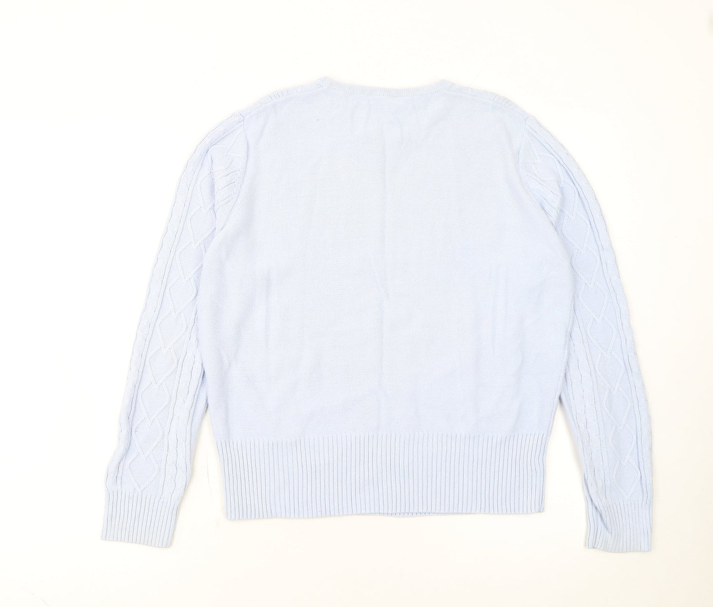 Country Casuals Women Blue Cotton Cable-Knit Jumper M