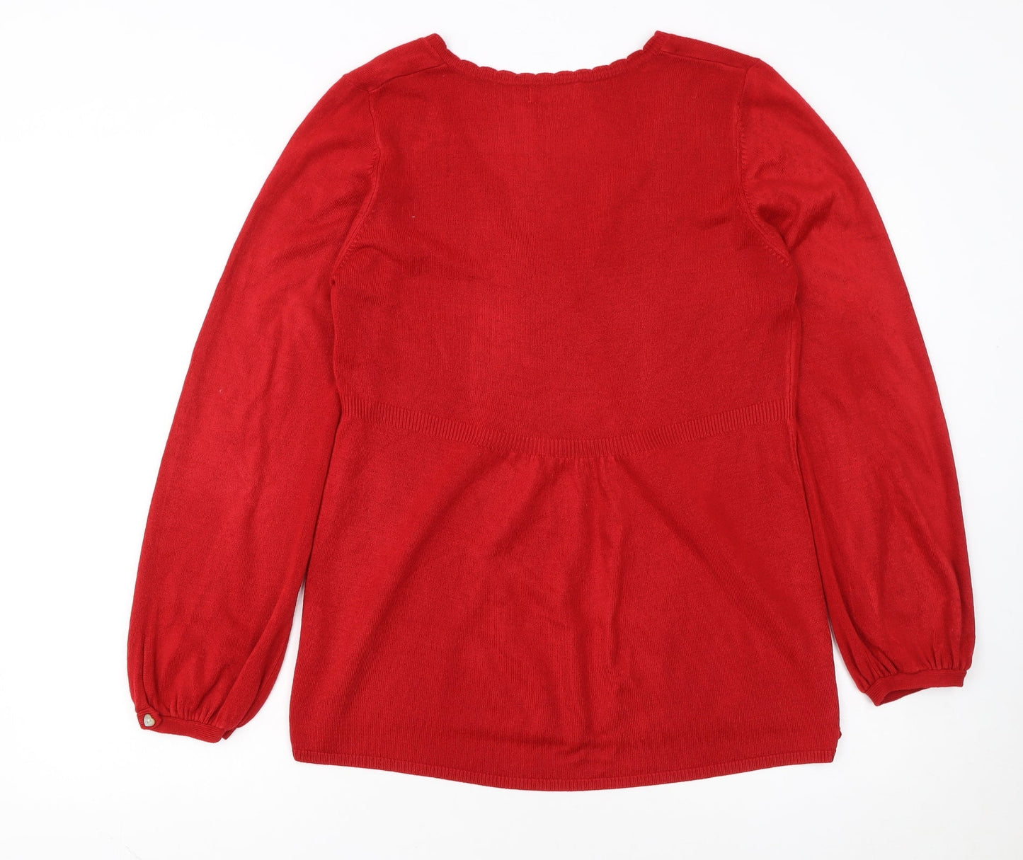 Marks and Spencer Women Red Size 14 Henley Knit Jumper