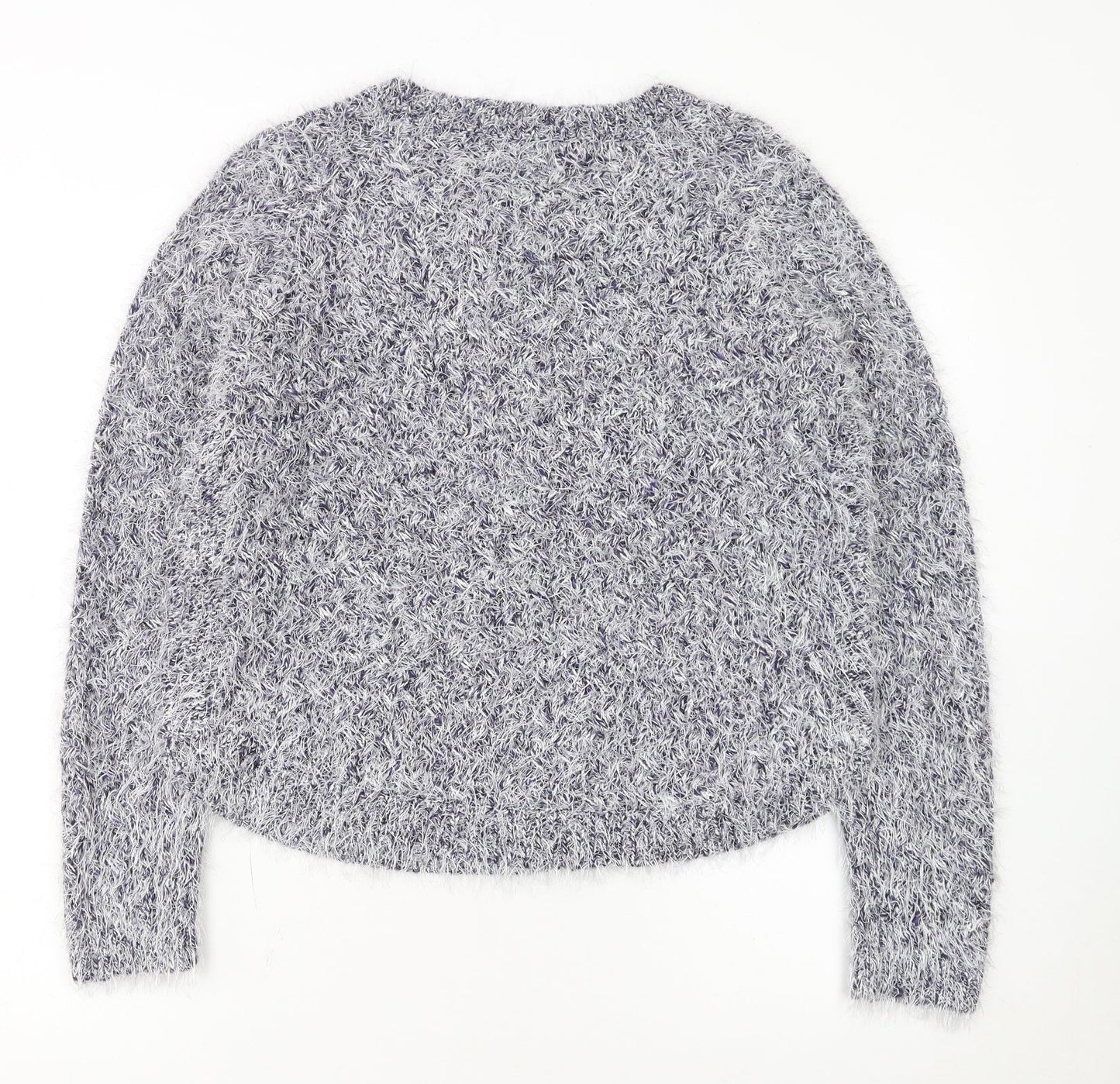 Marks and Spencer Women's Grey Fluffy Knit Jumper Size 12