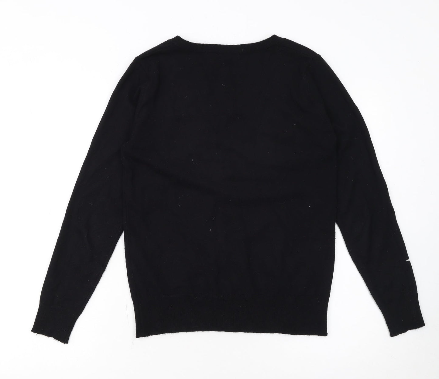 Very Women Black Star Embellished V-Neck Long Sleeve Jumper Size 8
