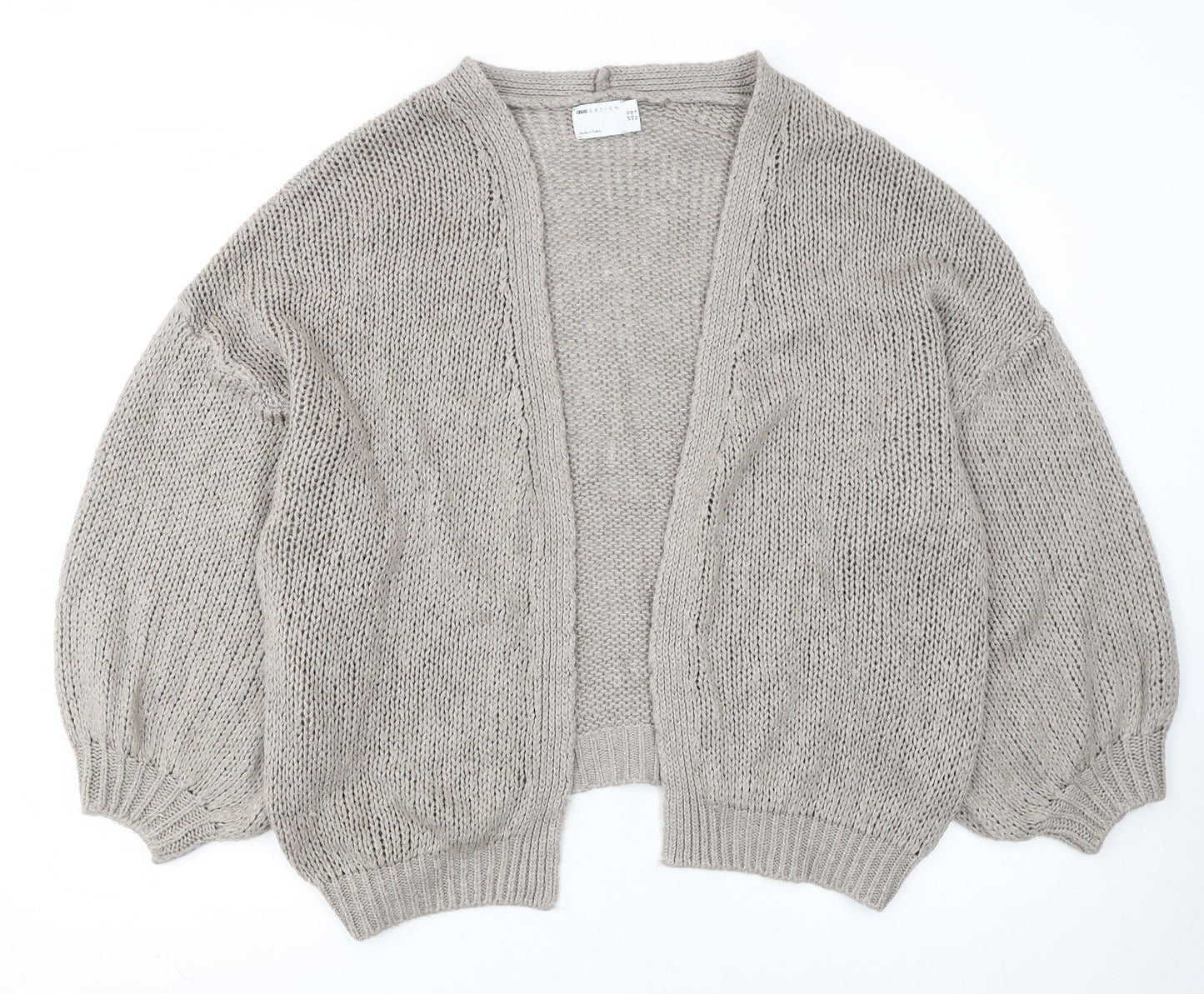 ASOS DESIGN Womens Beige Cotton Open-Knit Cardigan Size 10