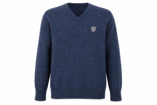 Superdry Men's Blue Lambswool Blend V-Neck Jumper Size L