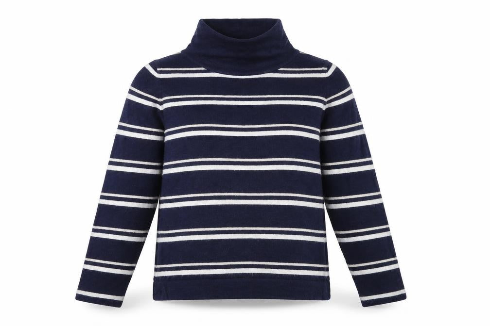 Pure Collection Women's Blue Striped Roll Neck Wool Jumper Size 10