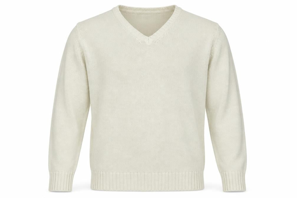 Zara Man Ivory Cotton V-Neck Pullover Jumper L Mens Knitwear