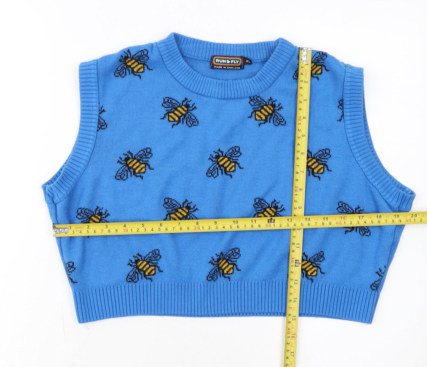 Run & Fly Women's Blue Bee Knit Sleeveless Vest XL
