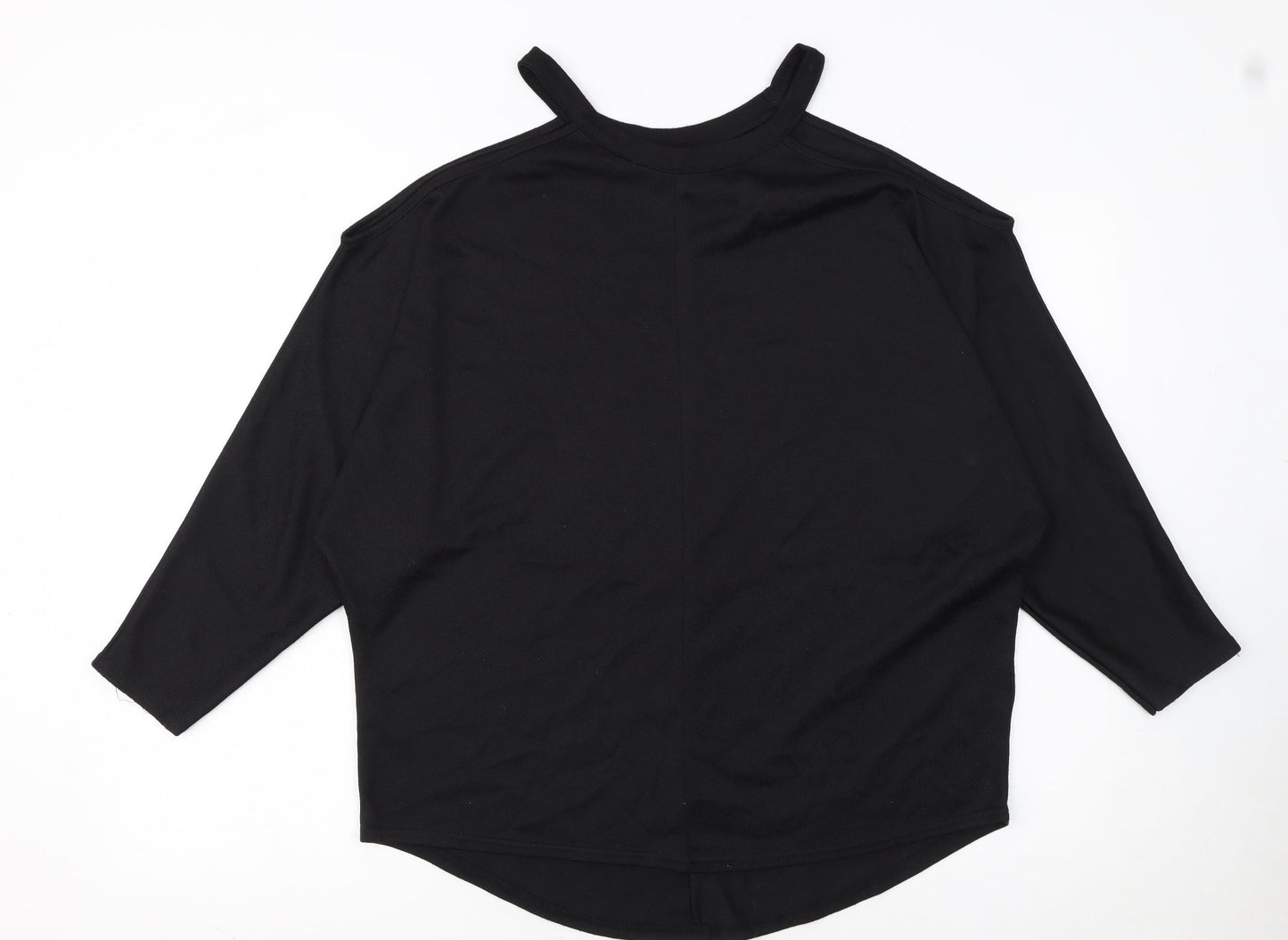 Lipsy London Women's Black Cold Shoulder Jersey T-Shirt UK 14