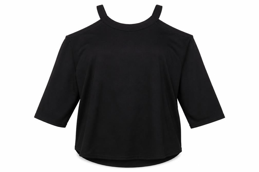Lipsy London Women's Black Cold Shoulder Jersey T-Shirt UK 14