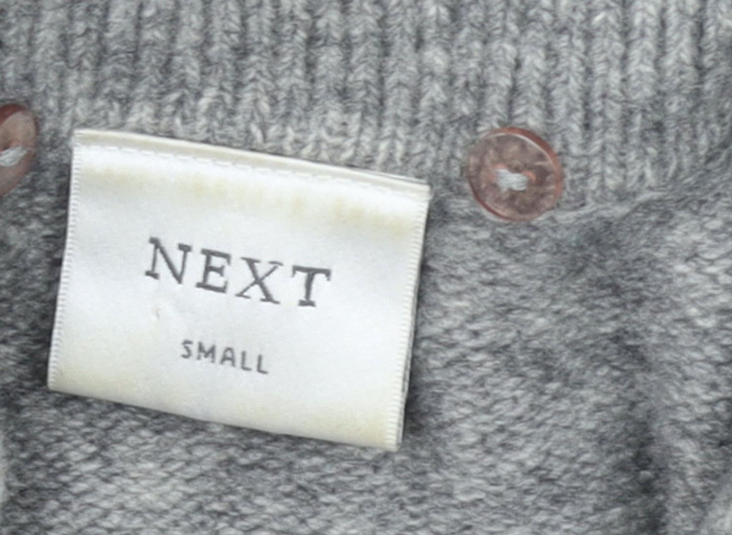 Next Womens Grey Merino Wool Collared Button Cardigan Size Small