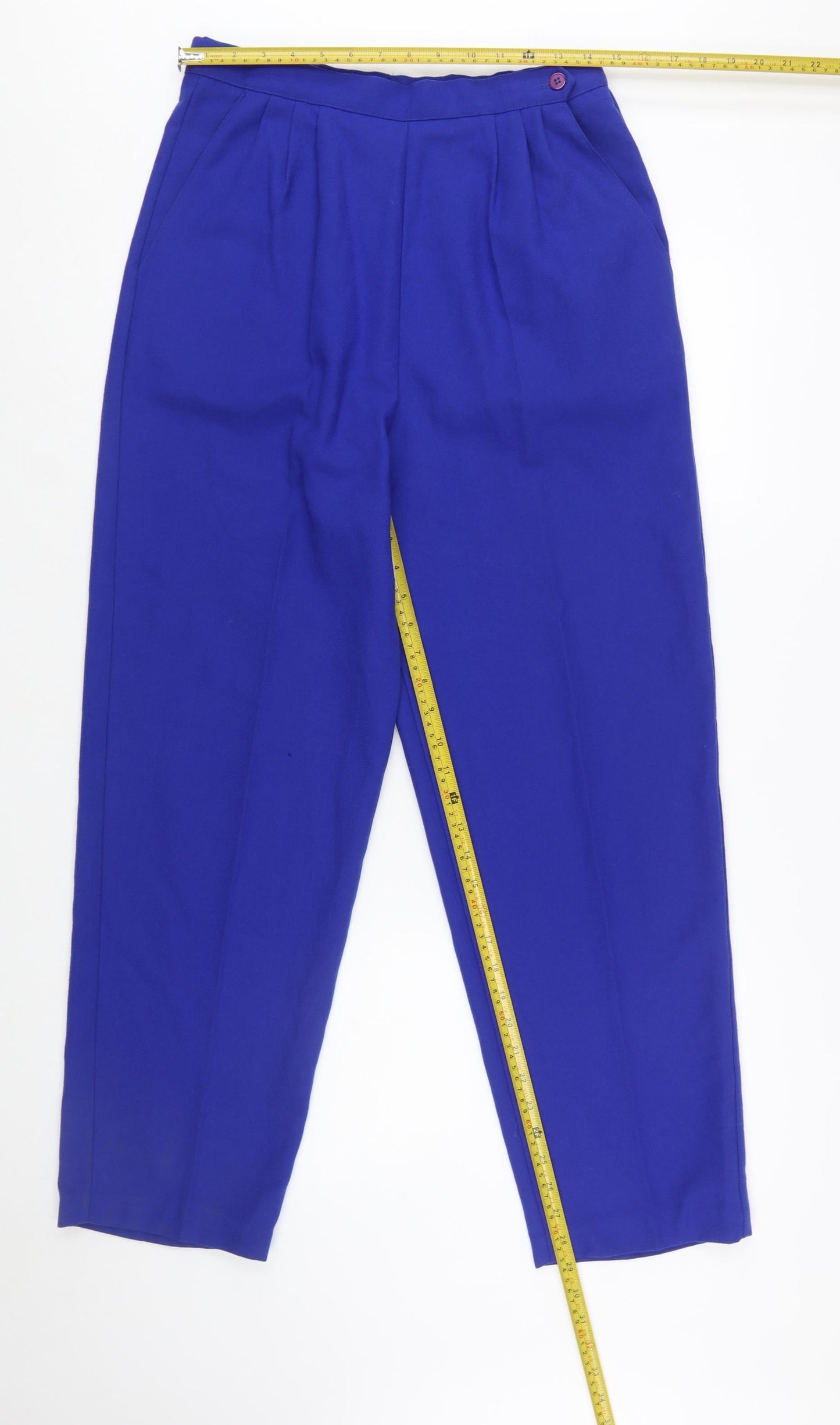 Lucia Womens Blue Tapered Pleated High Rise Trousers Size 12