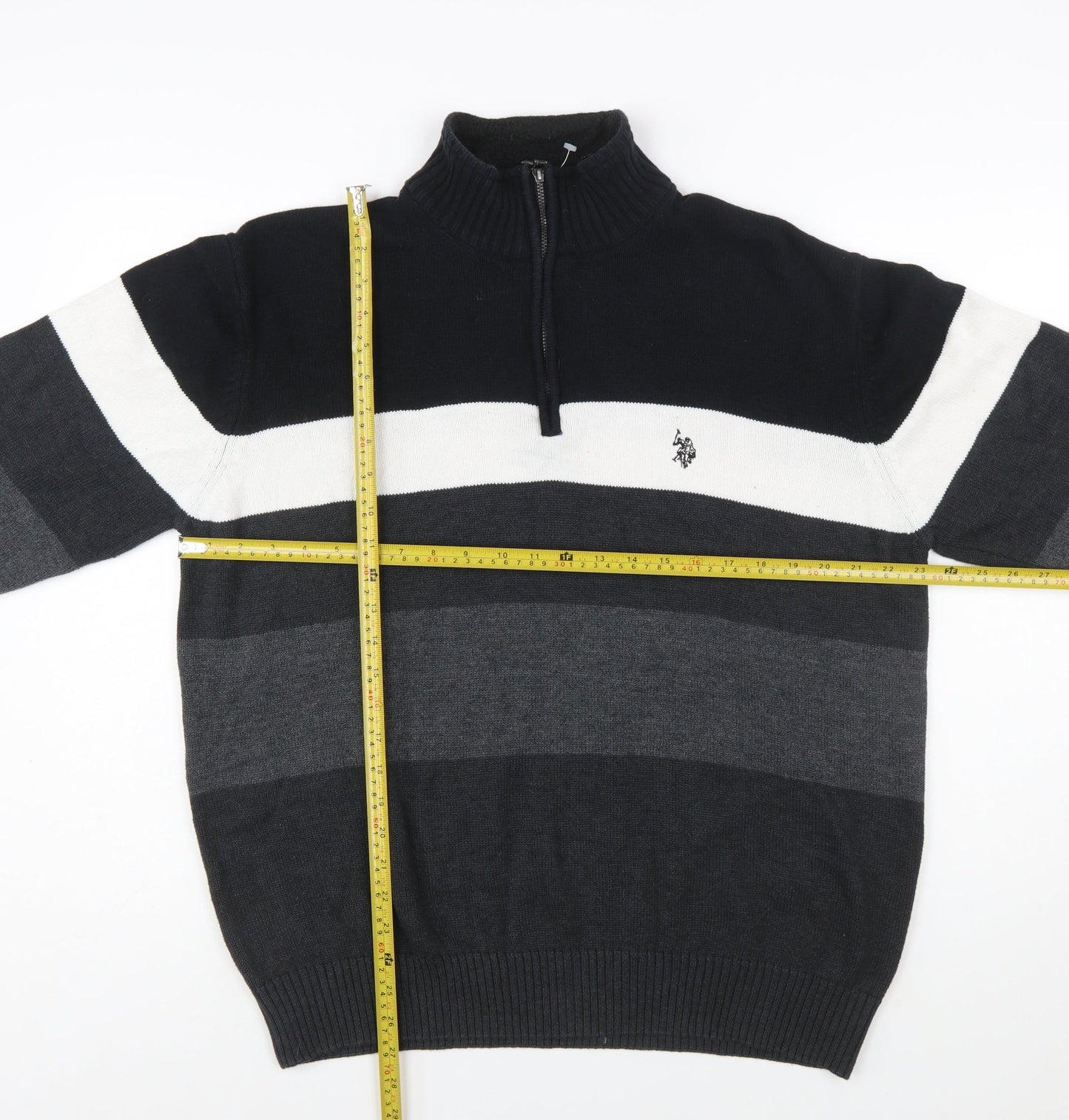 U.S. Polo Assn. Men’s Black 2XL Striped 1/2 Zip Knit Jumper