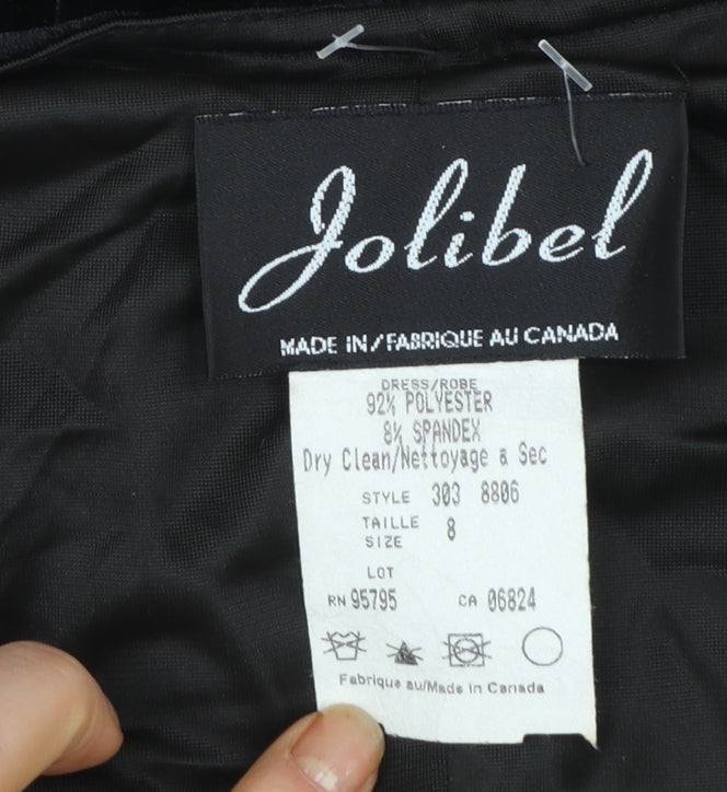 Jolibel Women's Black Velvet Asymmetric Sleeveless Midi Dress Size 8
