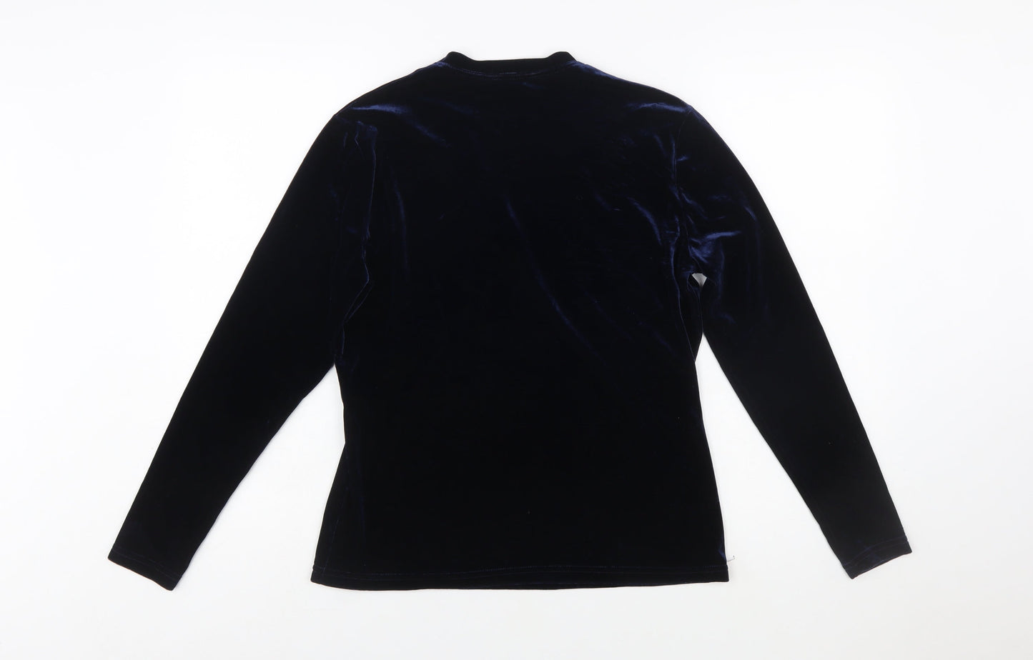 Cleo Women's Blue Velvet Wrap Blouse Size S Long Sleeve