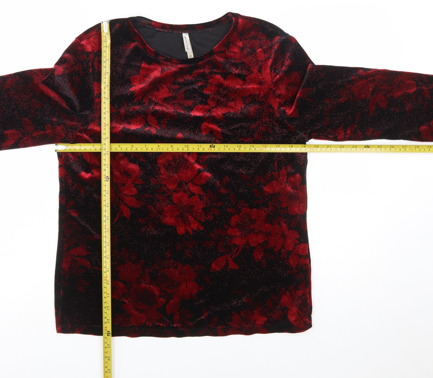 Wild Fable Women's Red Velvet Floral Long Sleeve Blouse Size L