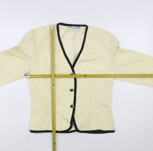Jessica Howard Women Ivory Black Trim Blazer Size 14 Classic Fit