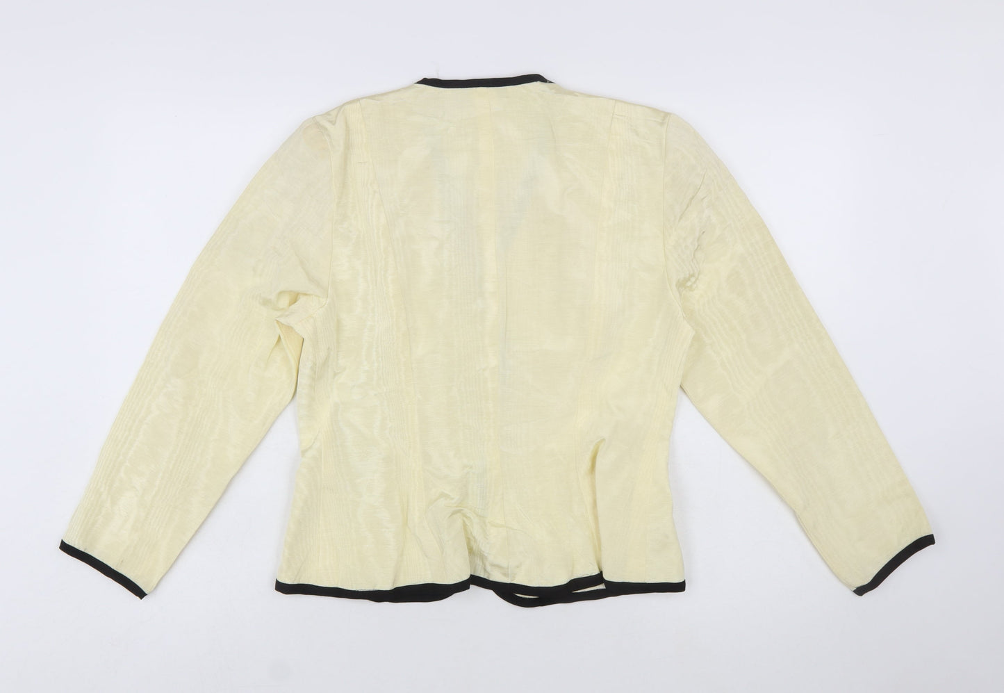 Jessica Howard Women Ivory Black Trim Blazer Size 14 Classic Fit