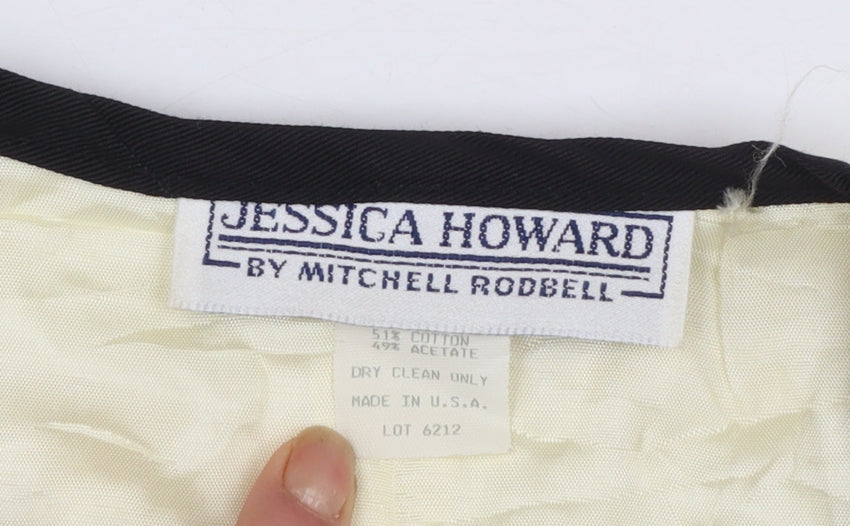 Jessica Howard Women Ivory Black Trim Blazer Size 14 Classic Fit