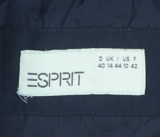 Esprit Womens Blue Puffer Waistcoat Size 14 Sleeveless Lined Polyester