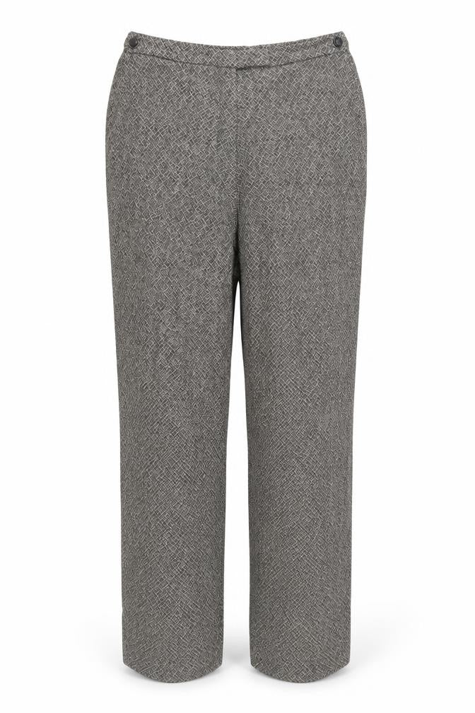 GIANNI Women's Grey Geometric Pleated Trousers Size 12