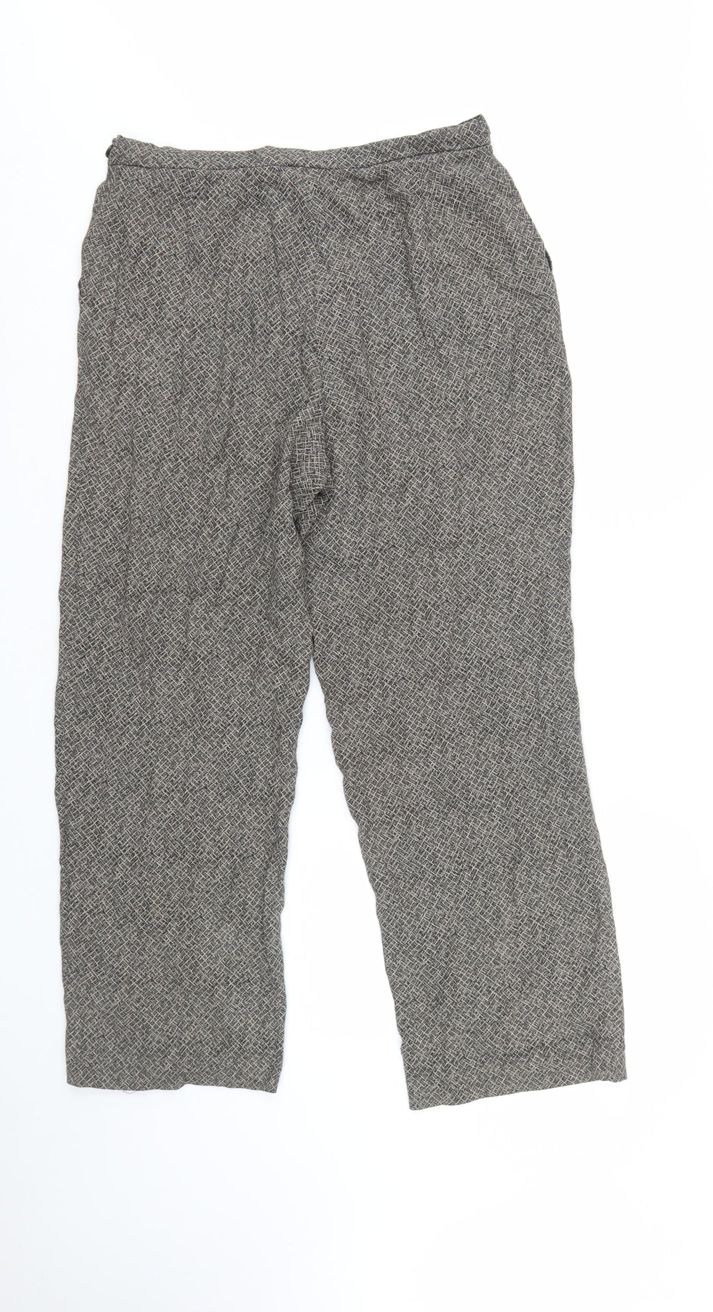 GIANNI Women's Grey Geometric Pleated Trousers Size 12