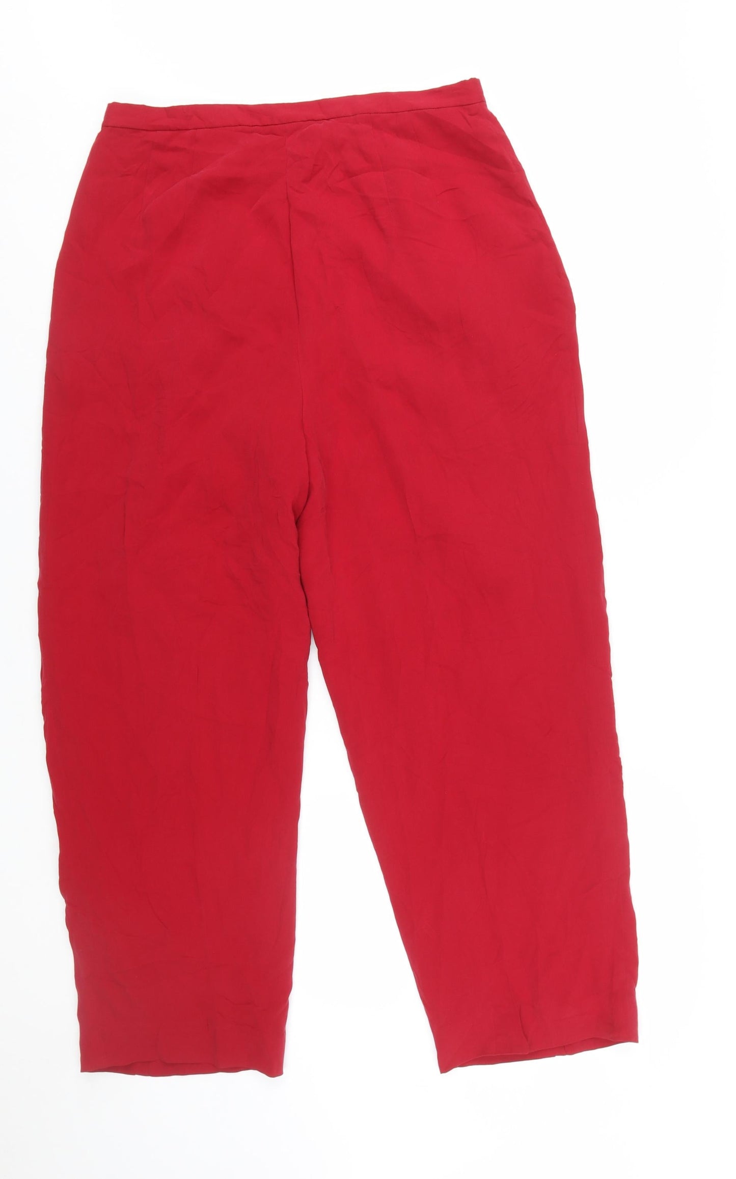 Valerie Stevens Women’s Red Pure Silk Pleated High Rise Trousers Size 14
