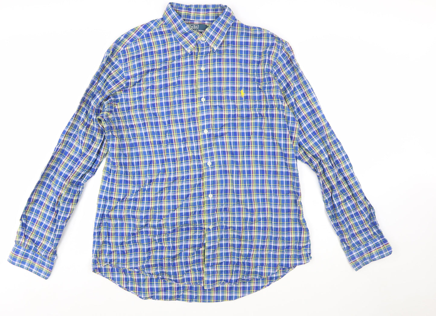 Ralph Lauren Men's Blue Check Long Sleeve Button-Down Shirt XL