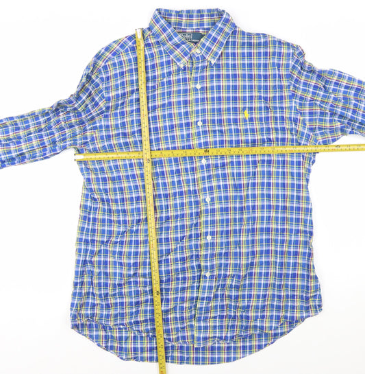 Ralph Lauren Men's Blue Check Long Sleeve Button-Down Shirt XL