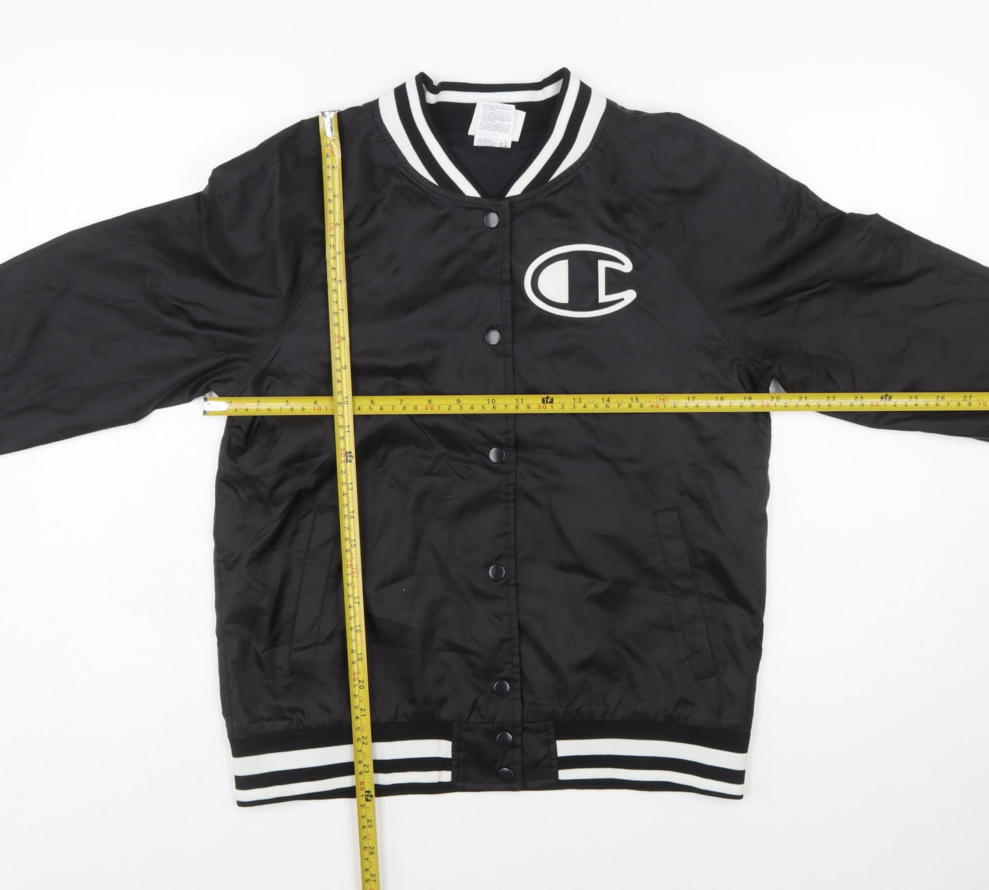 Champion Women Black M Varsity Jacket Lightweight Polyester