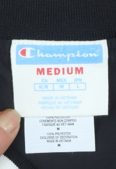 Champion Women Black M Varsity Jacket Lightweight Polyester