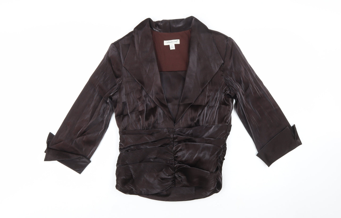 Coldwater Creek Women Brown Satin Wrap Blouse Size 12