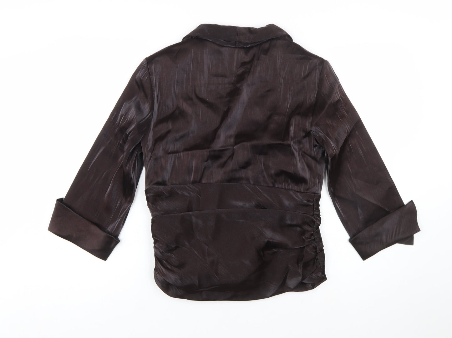 Coldwater Creek Women Brown Satin Wrap Blouse Size 12