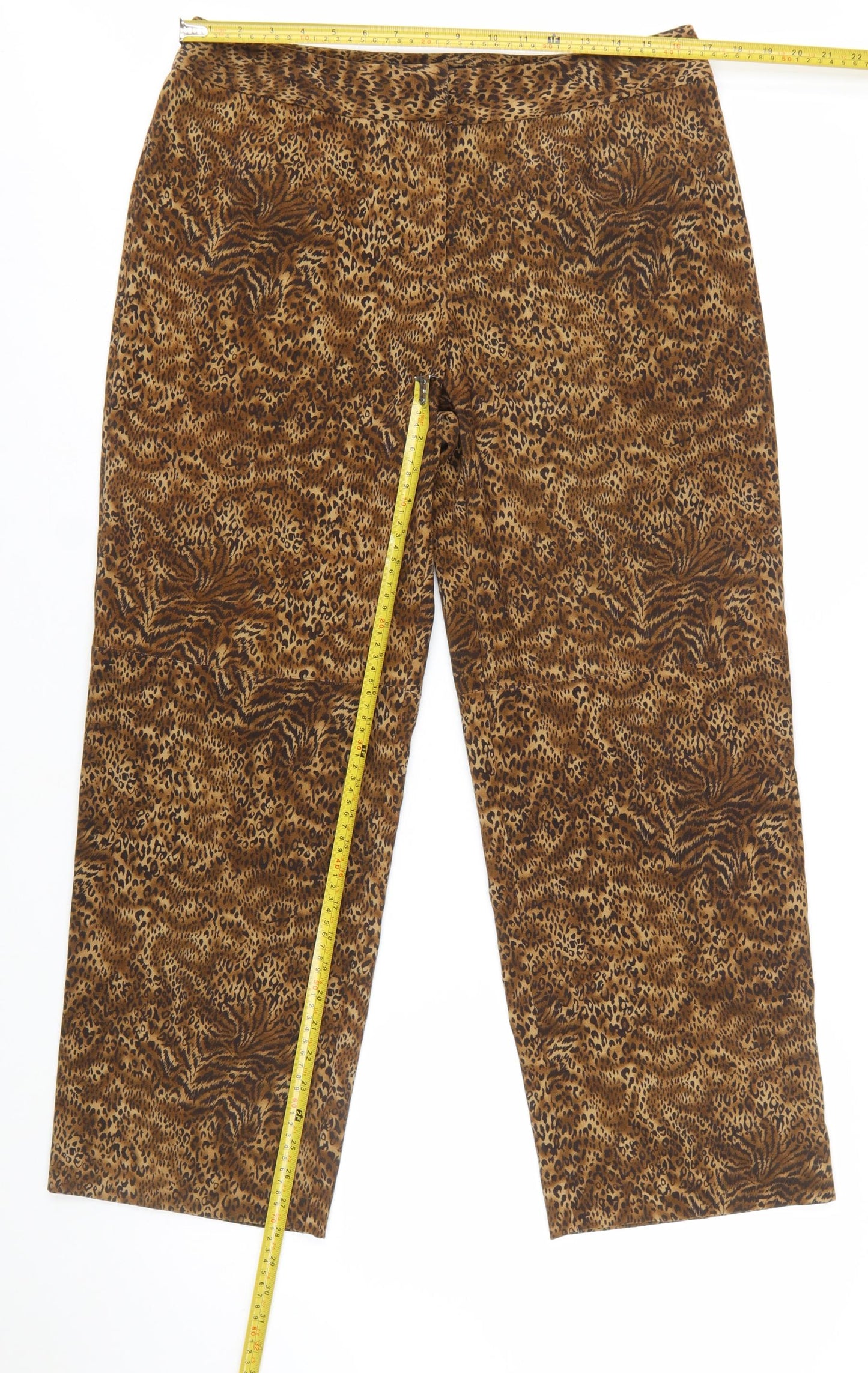 Norton McNaughton Brown Animal Print Petite Cropped Trousers Size 16
