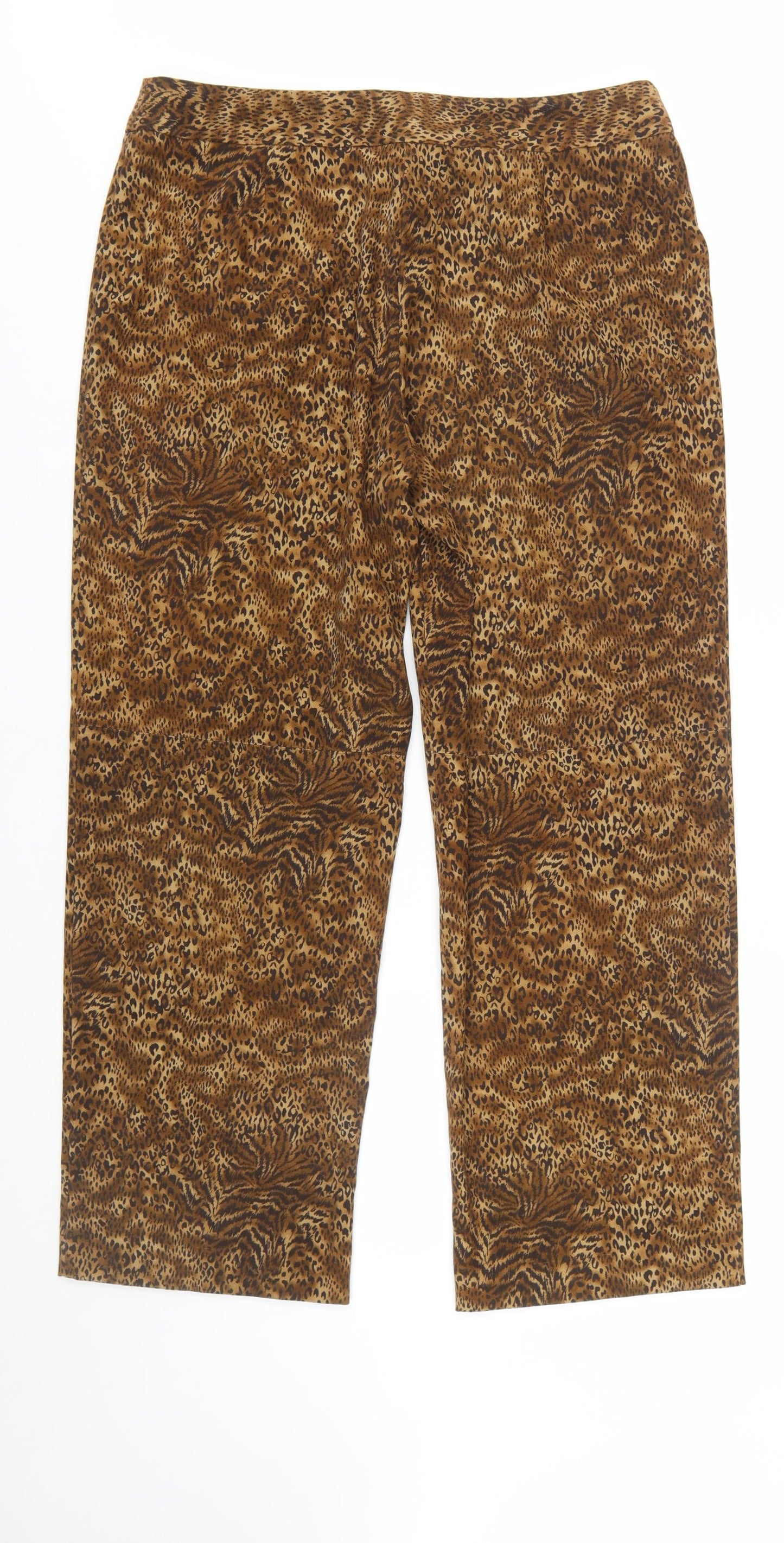 Norton McNaughton Brown Animal Print Petite Cropped Trousers Size 16