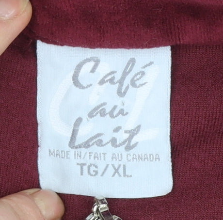 Café au Lait Women's Red Velour Zip Waistcoat XL Cotton Blend