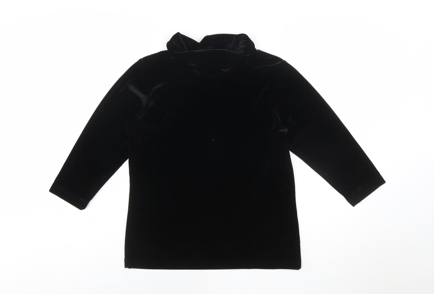 Mantles Womens Black Velvet Roll Neck Long Sleeve Blouse Size M