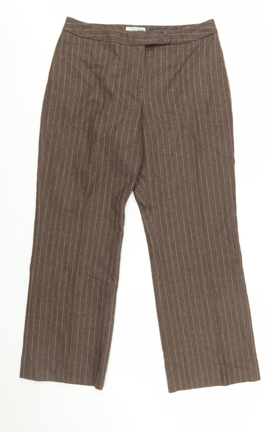 Pendleton Women Brown Wool Pinstripe Dress Pants Size 12 Petite