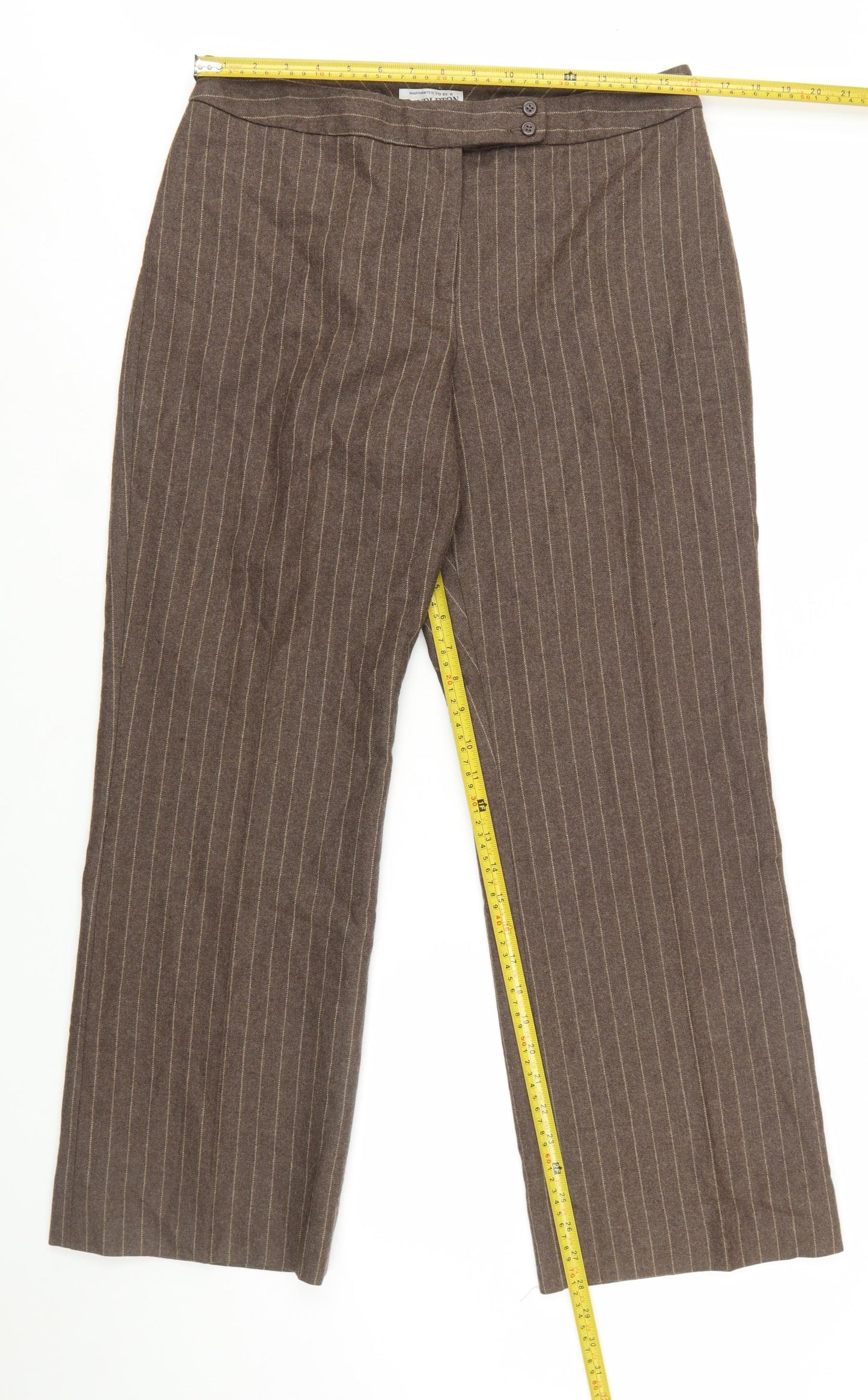 Pendleton Women Brown Wool Pinstripe Dress Pants Size 12 Petite