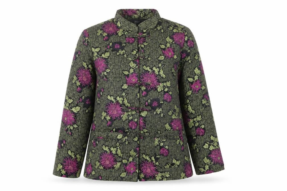 Robert Louis Women's Black Floral Silk Blend Jacket Size S