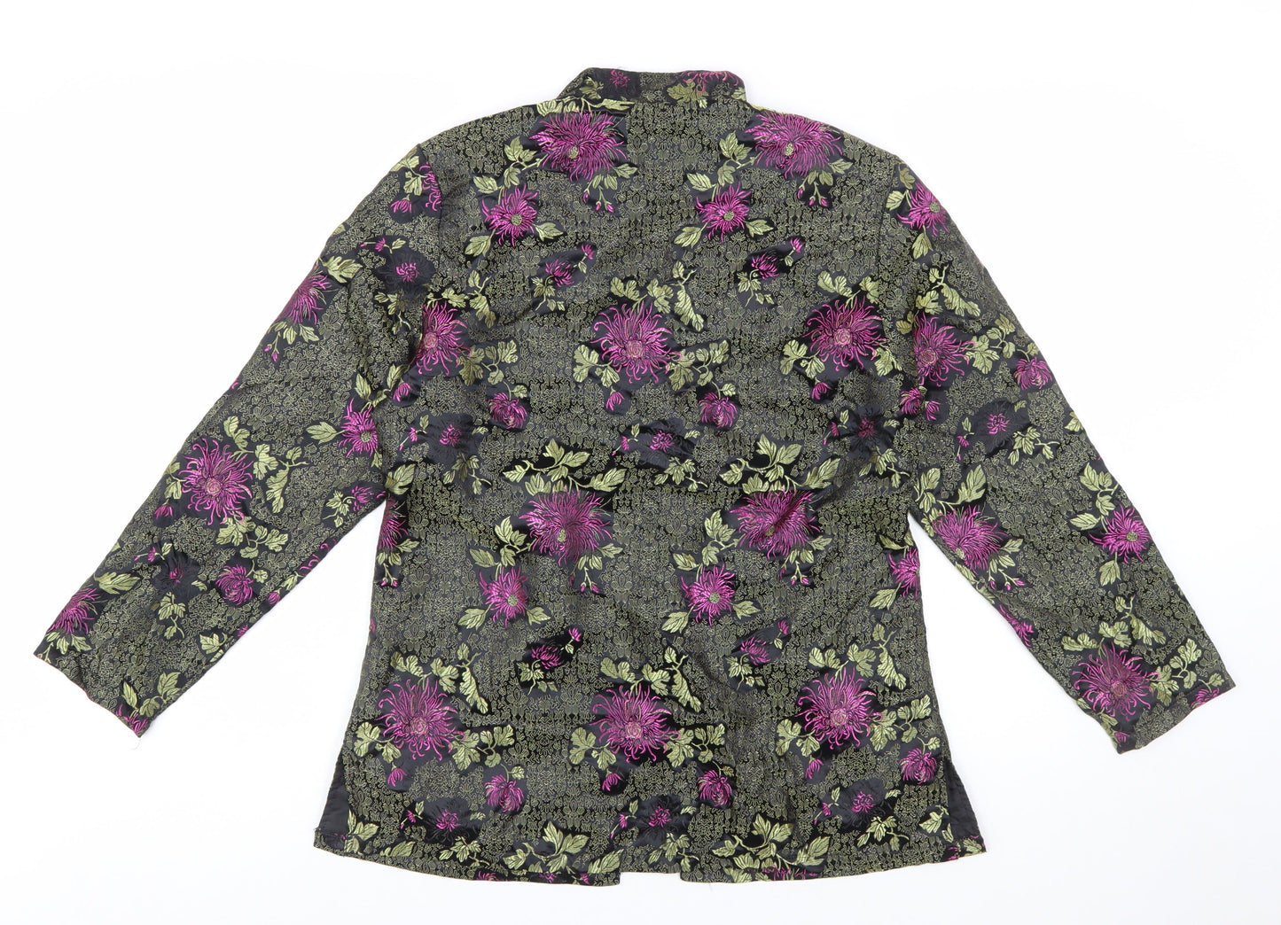 Robert Louis Women's Black Floral Silk Blend Jacket Size S